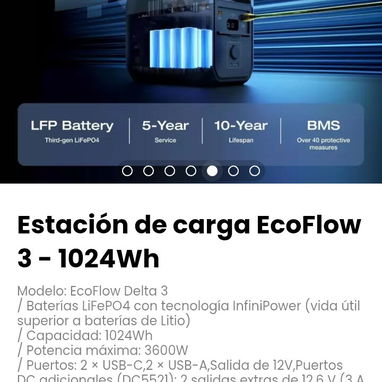 Estación de carga EcoFlow 3 - 1024Wh. Baterías LiFePO4 con tecnología InfiniPower(vida útil superior a baterías de Litio - Img 119687355