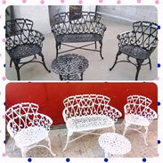 Juegos de sofá con butacas para terrazas. Muebles de aluminio fundido para exterior esmaltados en blanco o negro - Img 45726822