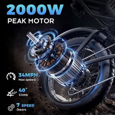 YVY C20 e-bike fat tire 20x4 2000W 48V 20Ah black LCD suspension complete - 4/7