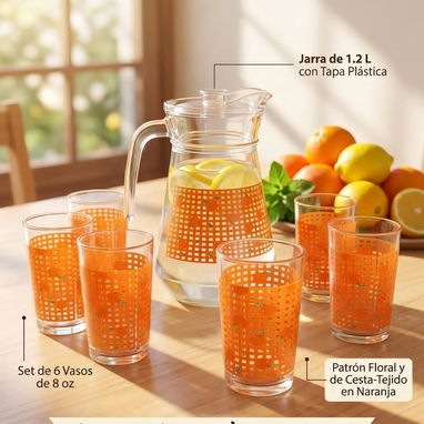 Juego de jarra de cristal con 6 vasos  9 USD - 2/2