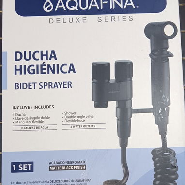 Ducha Higiénica Aquafina Deluxe Negro Mate 54266893 – Nueva en Caja  Bidet Sprayer Aquafina 2 Salidas de Agua – Premium - 2/2