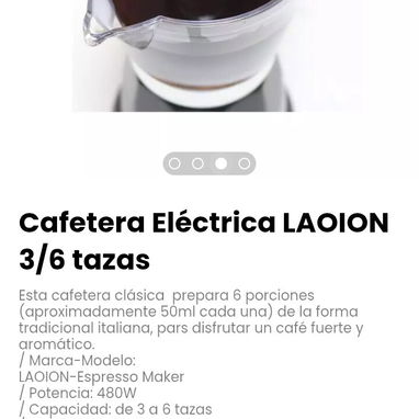 Cafetera Eléctrica LAOION 3/6 tazas. Marca-Modelo: LAOION-Espresso Maker - Img 126183188