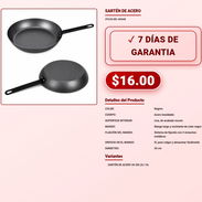 Sartén de Acero 30 cm con Interior Oscuro y Fijación de 3 Remaches VPT-0054 - Img 58062212
