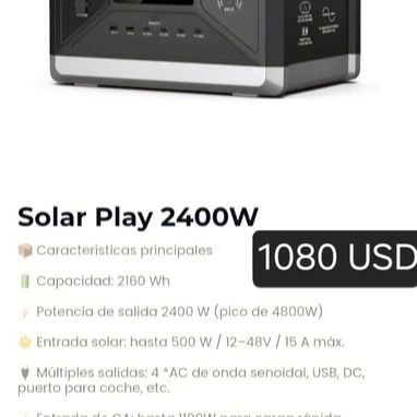 ⚡🔋 ESTACIONES DE ENERGÍA PULSAR & SOLAR PLAY 🔋⚡  🔥 PULSAR 1800W — $620  🔥 SOLAR PLAY 2400W — $1,080  💪 Potencia par - 2/2