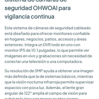 Sistema de cámaras de seguridad con cable para exteriores, cámaras CCTV de 5MP con detección de movimiento 🌐 - 4/7