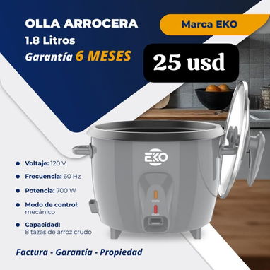Arroceras EKO 1.8Lt colores disponibles: negro, rojo, blanco y gris - Img 120206318