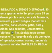 *REBAJADO A $5500€ o $5700usd. En venta apartamento 3er piso, zona 25 en Alamar, por la curva - Img 49345181