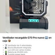 🌀 Ventilador Recargable G70 Pro – Nuevo en caja ✅ 4 velocidades + oscilación automática ✅ Bocina Bluetooth integrada - Img 57557251
