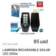 Lampara recargable solar LED para exteriores de 200w - Img 56178729
