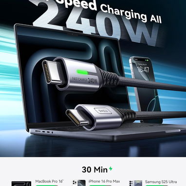 🔌 CABLE USB-C INIU 240W CARGA RÁPIDA TRENZADO PARA IPHONE, SAMSUNG, MACBOOK Y MÁS ENVÍO + GARANTÍA - Img 122299225
