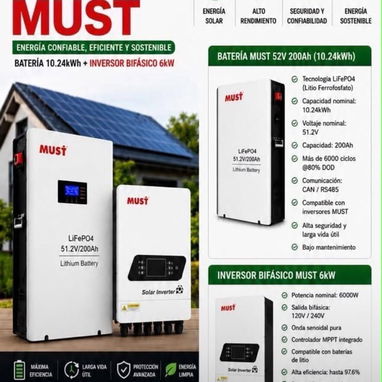 *Kit Solar MUST* Batería de 10.24kWh + inversor bifásico 6kW - 2/2