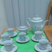 Conjunto de 6 tazas de café expreso con cafetera y azucarera. - Img 47246521