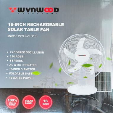 Ventilador de mesa Wynwood, recargable con panel solar y corriente - Img 123044799