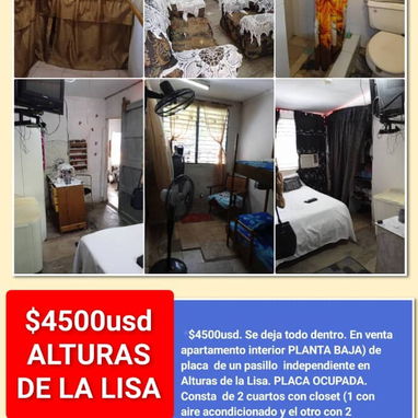 *$4500usd. Se deja todo dentro. En venta apartamento interior PLANTA BAJA) de placa  de un pasillo  independiente en Alt - Img 120679782