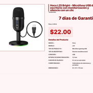 Hoco L25 Bright - Micrófono USB de escritorio con monitorización y silencio con un clic . - Img 57749281