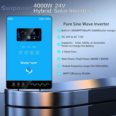 Inversor Solar Híbrido 4000W 24V a 110V Onda Pura MPPT 140A Pantalla LCD Táctil - Img 123298478
