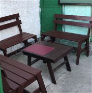Bancos de maderas con mesas - Img 45762479