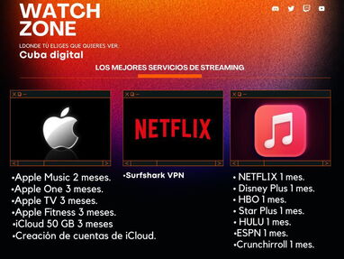 Watch Zone - SERVICIOS DE STREAMING - Netflix, Spotify, iCloud, ESPN, HBO, Disney Plus, Apple Music, etc. - Img 64030539