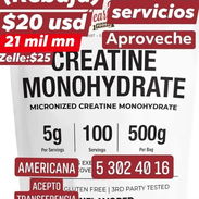 creatina: 100 servicios 500g y 5g c/u creatina monohidratada y micronizada - Img 52594071