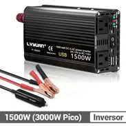 Inversor Convertidor de Corriente Lvyuan 1500W (Pico 3000W) DC 12V a AC 110V (60Hz). Negro - Img 54994239