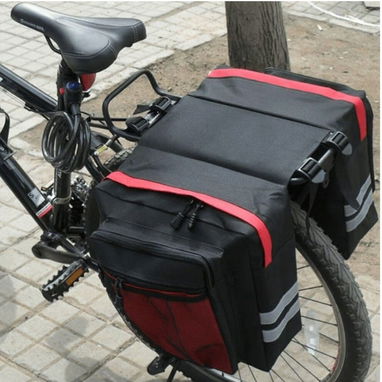 Bolsa Doble Impermeable Para Bicicleta 13.21 Gal Con Ganchos Ajustables Y Ribete Reflectante Negro 🔶 $28 - 6/6