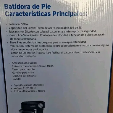 Mezcladora Royal  Potencia: 500W  /12 velocidades 5 litros 100 usd - Img 122728918