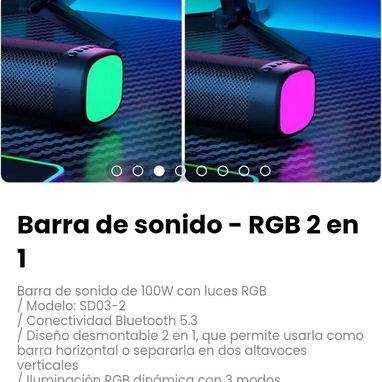 Barra de sonido - RGB 2 en 1. Modelo: SD03-2 - Img 117233884