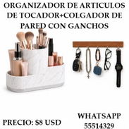 ORGANIZADOR DE ARTICULOS DE TOCADOR+COLGADOR DE PARED CON GANCHOS, ENTREGA DE FACTURA, VARIEDAD DE COMBOS - Img 55120262
