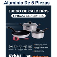 Juego de calderos de 5 piezas de aluminio. Marca EON. - Img 57444537