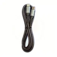 Cable de carga trenzado con punta de metal. Carga Rápida . Tipo C a Tipo C. Negro 1M - Img 53287795