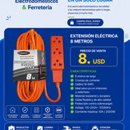 Extensión Eléctrica 8 mts(Regleta)📏8 metros, Regleta de 3 tomas⚡110-220 Volt - Img 54437115
