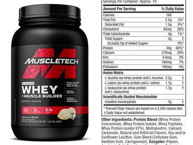Whey Protein Muscletech muscle Builder (creatina y aminoácidos Bcaa) 18 servicios, 30 gramos de proteina 55595382 - Img 63248405