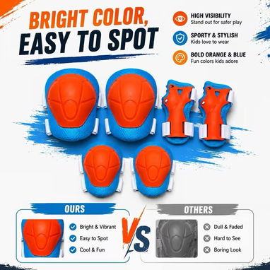 🛡️ Set de Protección Infantil de 6 Piezas – Azul/Naranja - 3/5