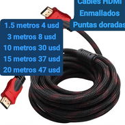 Cables HDMI enmallados de puntas doradas en venta - Img 54217212