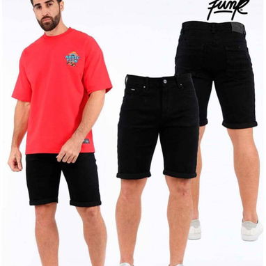 Bermudas mezclilla negras grises y azules  elastizadas - Img 121184059