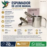 ESPUMADOR MANUAL DE ACERO INOXIDABLE 400 ML. Jarra de 400 ml y batidor. Jarro y agitador para mezclar. Emulsionador - Img 57978585