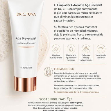 Limpiador exfoliante anti-edad AGE REVERSIST 80ml✨ Ácido Poliláctico, Algas marinas rojas y Sal marina✨ - 2/3