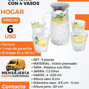 Jarra de vidrio con 4 vasos - Img 56841002