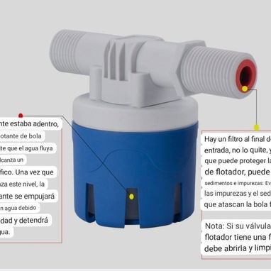 Válvula flotante para tanque - Medida ½ Media y ¾ tres cuartos - Modelo Vertical y Horizontal 🌐 - 4/7