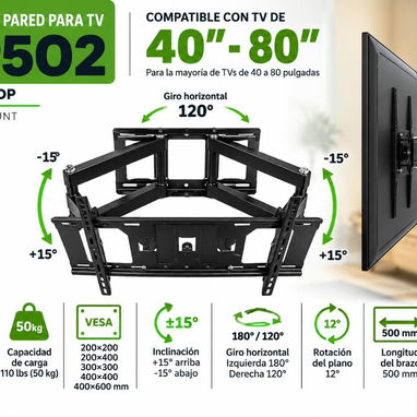 📺 Soporte articulado para TV 40″–80″ — 40 USD - 4/4