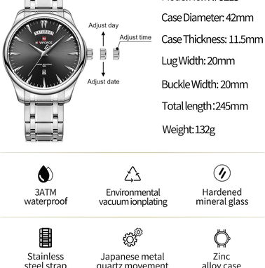 Reloj Original NaviForce de Negocios o Empresario (Business) en metálico plateado NEW en caja + Garantía, Diez de Octubr - Img 68244390