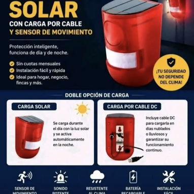 Alarma para exteriores con panel solar.  30 USD - 2/3