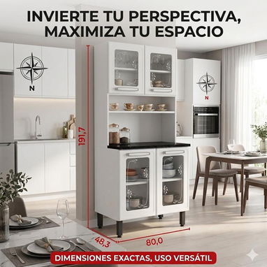 Mueble organizador, tipo  para cocina, blanco y negro - Img 122162305