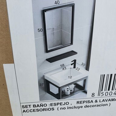 Mueble de baño con espejo rectangular - 2/2