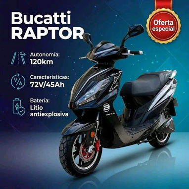 MOTO ELÉCTRICA BUCATTI RAPTOR 🛵 3000w - 72v - 45ah • batería de litio antiexplosiva • Hasta 120 km de autonomía` - Img 119661961