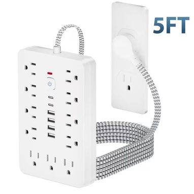 Regleta Eléctrica 17 en 1 con Puertos USB y Tipo-C – 5 Pies - 4/5