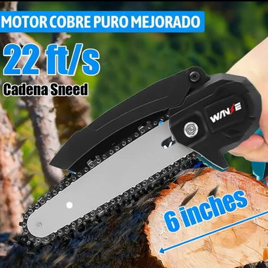 Mini Motosierra Eléctrica Inalámbrica Portátil 20v, 6 Pulgadas Con 3 Cadenas, 1 Batería, 1 Cargador, Guantes - 2/2