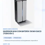 INVERSOR 6KW CON BATERÍA 15KWH SACO (TODO EN 1) - Img 57243359