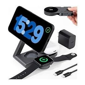 🔋 CARGADOR INALÁMBRICO 3 EN 1 MAGSAFE 15W PLEGABLE PARA IPHONE APPLE WATCH AIRPODS ENVÍO + GARANTÍA - Img 123432238