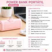 🔋 POWER BANK PORTÁTIL 5000mAh 🔋 ✅ Capacidad: 5000mAh ✅ Conector USB-C integrado ✅ Mensajería incluida - Img 55708253